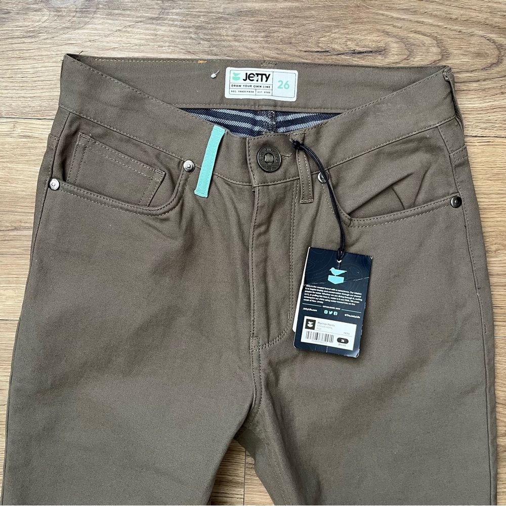 JETTY Mariner Pants‎ Flannel Lined OYSTEX  Men’s Size 26x30 Brown/Green NWT $96*